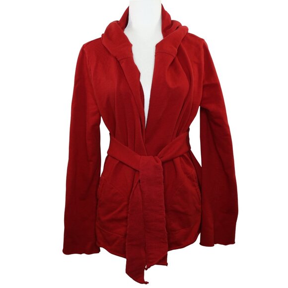 Lucky Brand Wrap Jacket Jingo Kimono Hoodie Red Jersey Knit Red - Picture 1 of 15